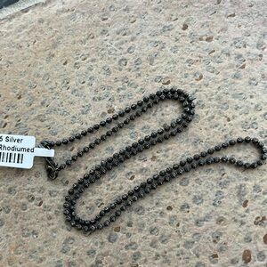 Sterling Silver 925 Rhodium Rhodium 2mm Faceted Bead Ball Necklace 16”